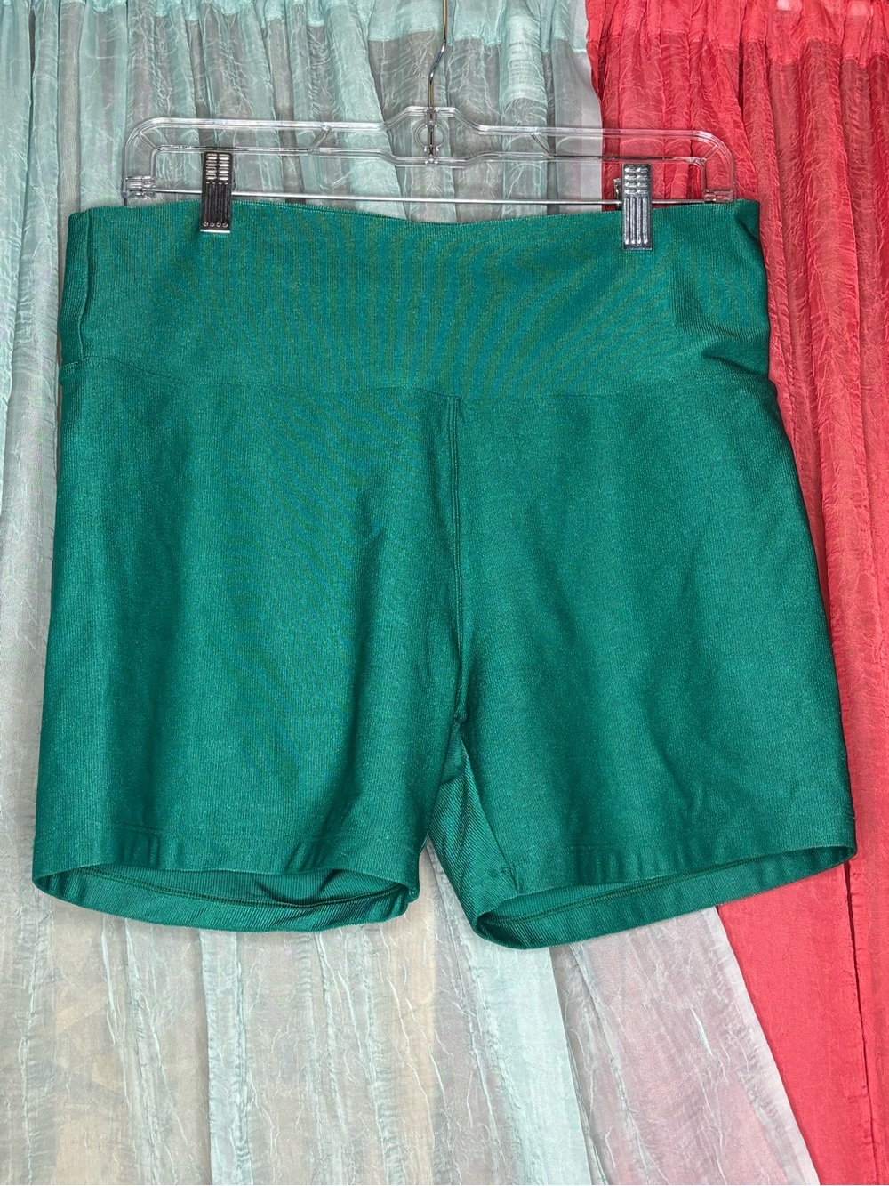 Women's High-Waist Emerald Green Biker Shorts